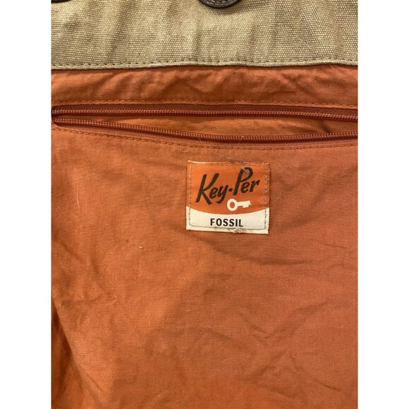 Canvas And Fabric Fossil Key Tote Shoulder Bag Purse - Picture 12 of 13